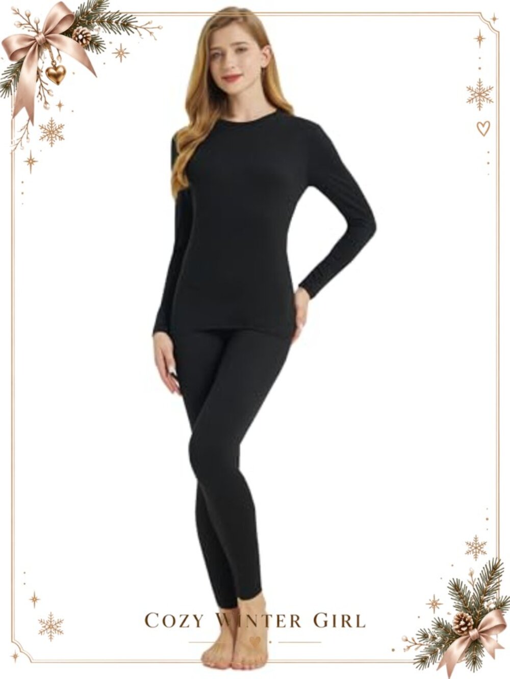 Thermal Underwear Set Long Sleeve Crew Neck Base Layer